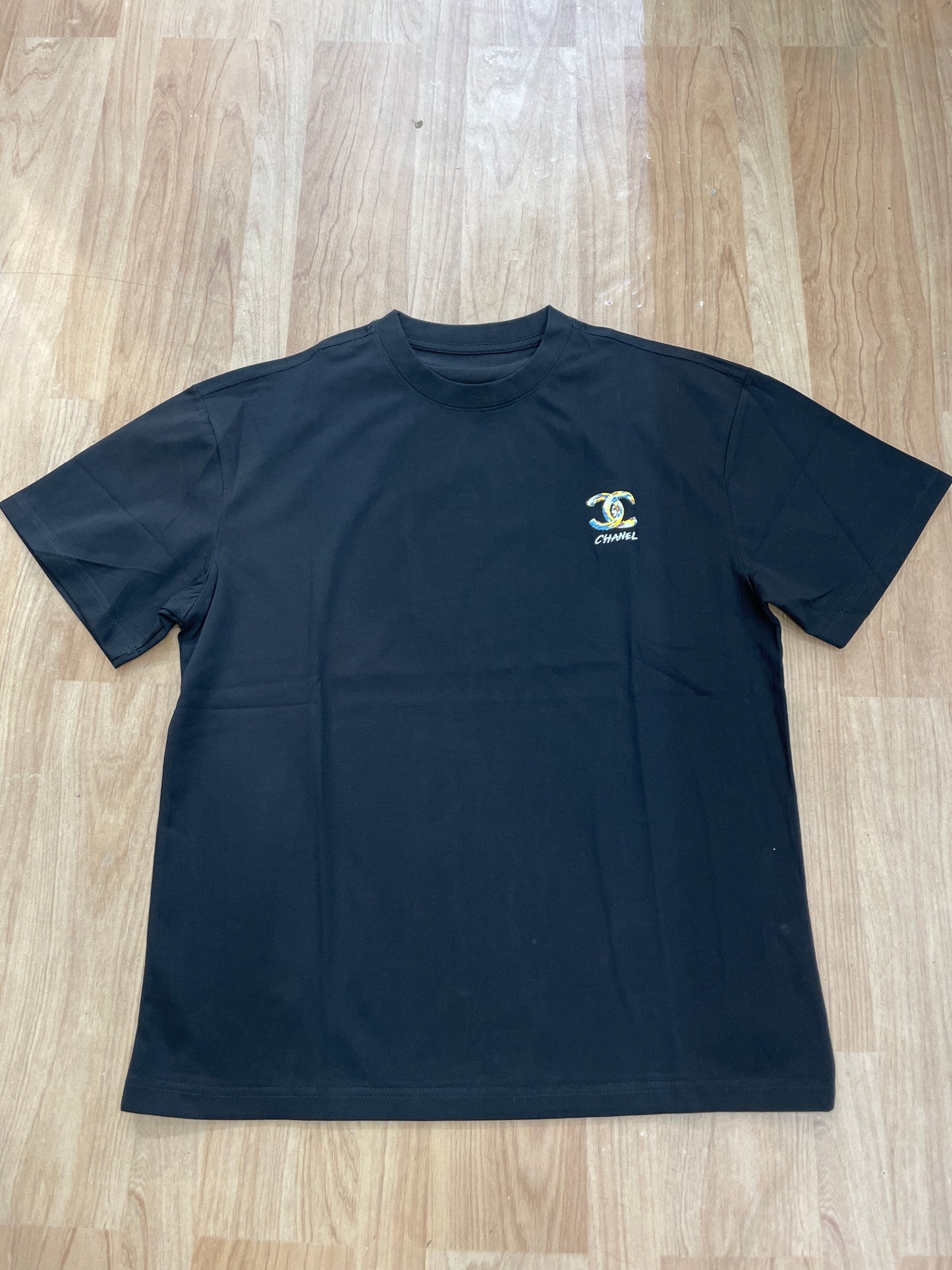 AHC CHA Black Colour Chanel Print Premium Quality Round Neck T-Shirt CY2707