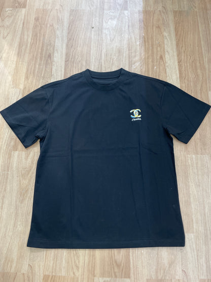 AHC CHA Black Colour Chanel Print Premium Quality Round Neck T-Shirt CY2707