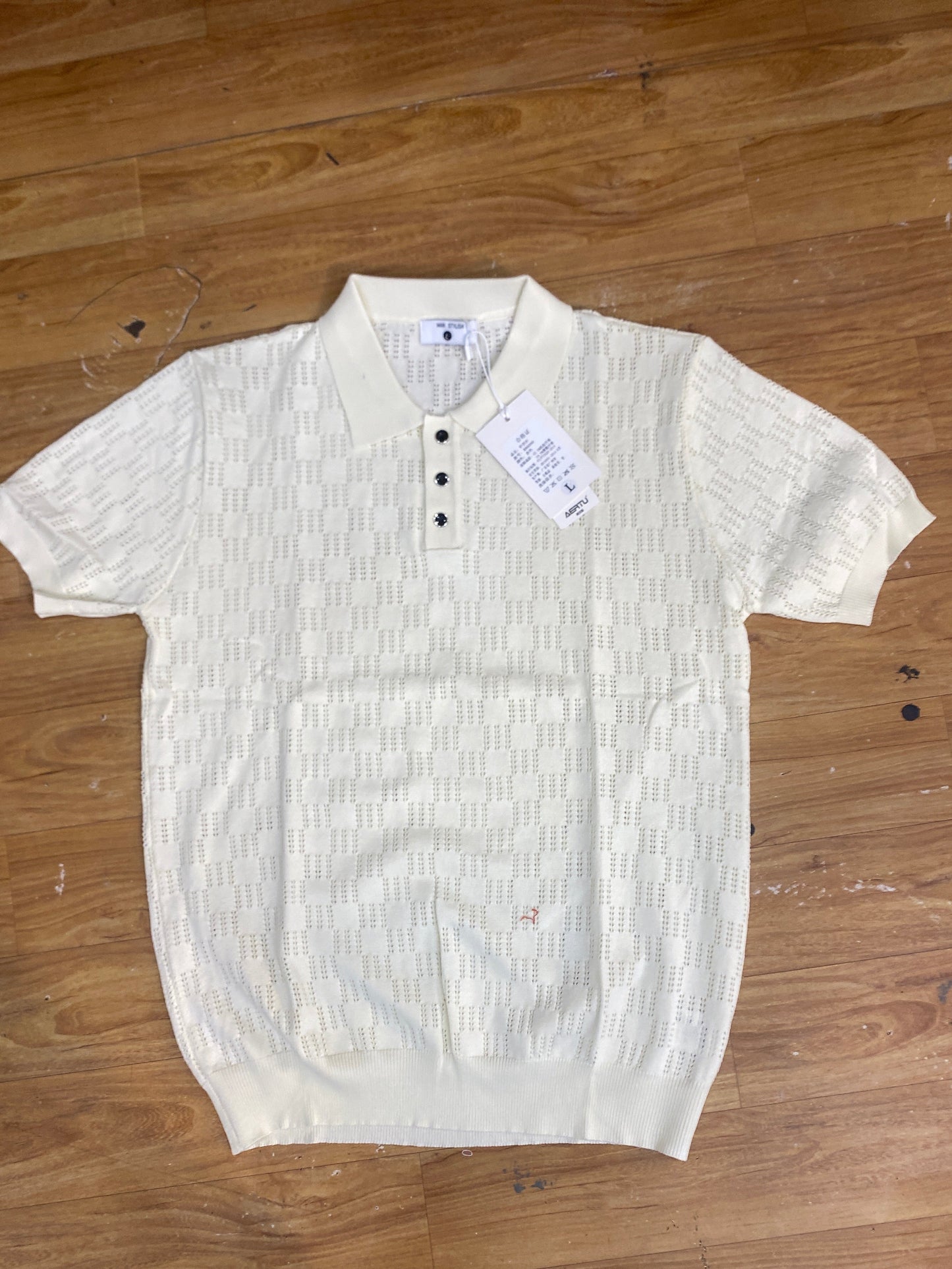 REA Aertu Cream Colour Knitted Premium Quality Men’s Collar T-Shirt  R86090