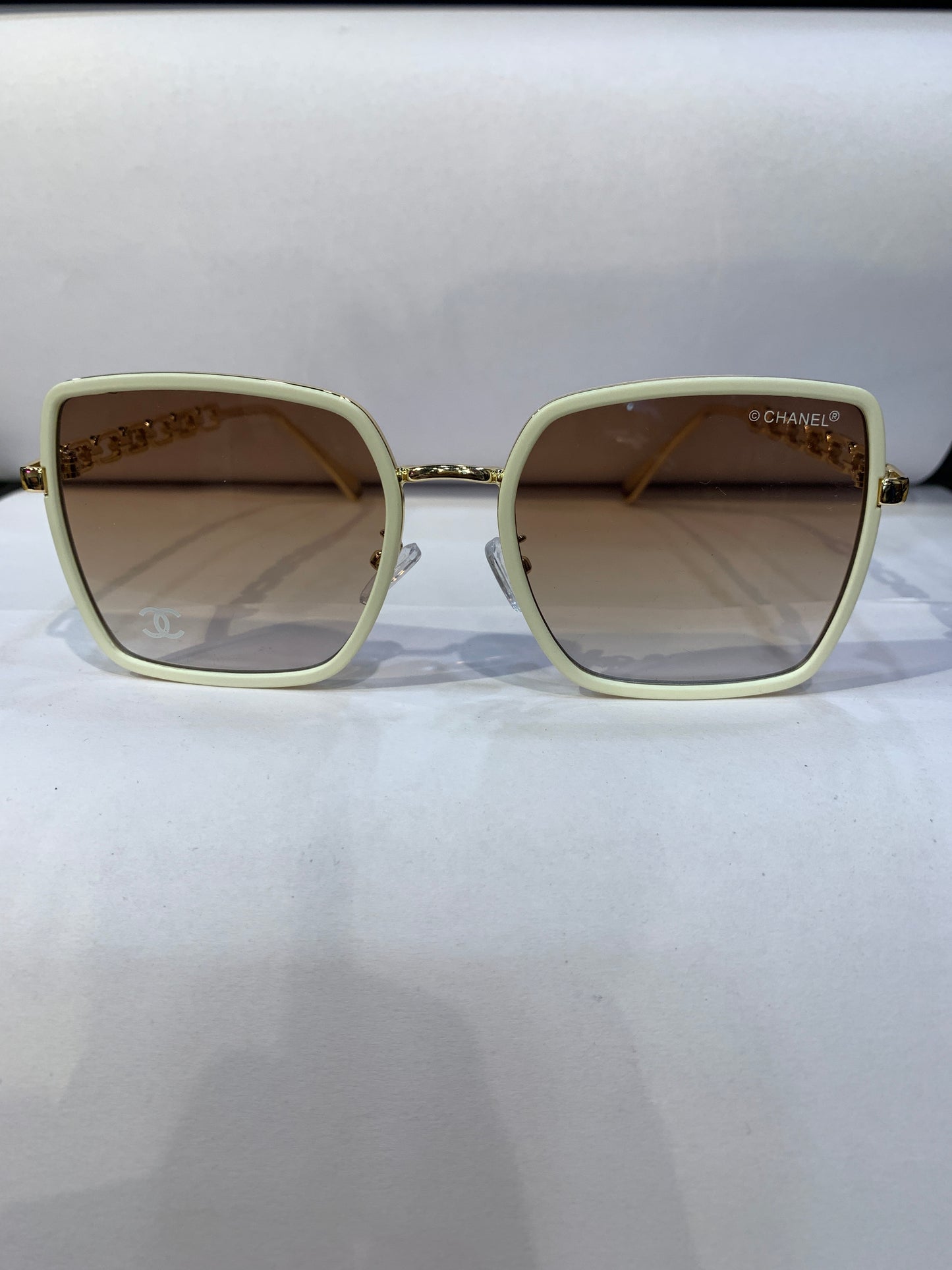AHC Copper White Frame Brown Shade Unisex Sunglass SUN204
