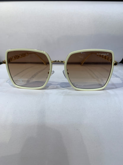 AHC Copper White Frame Brown Shade Unisex Sunglass SUN204
