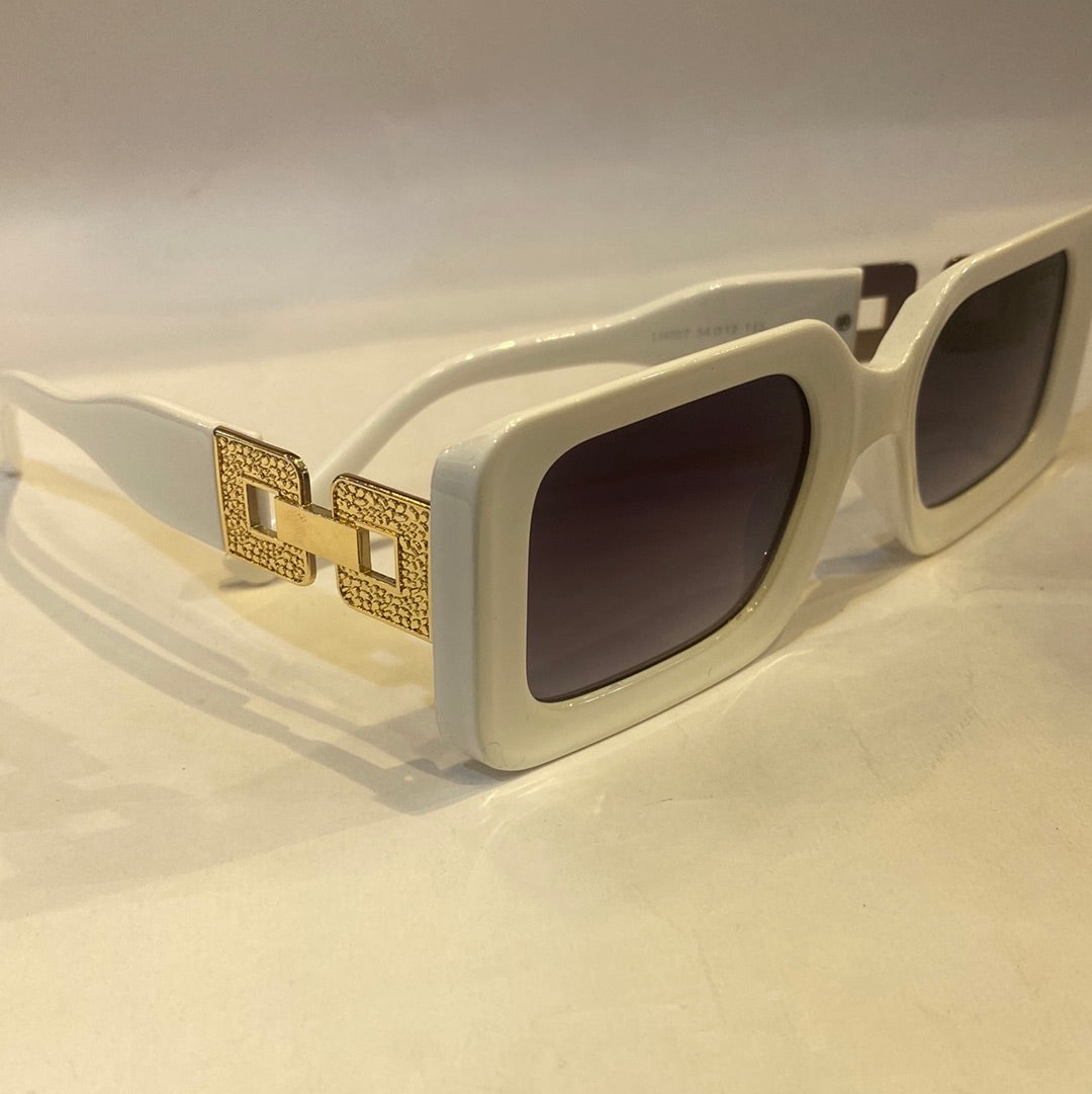 CUG White Frame Black Shade Sunglass LH007 54 12 145