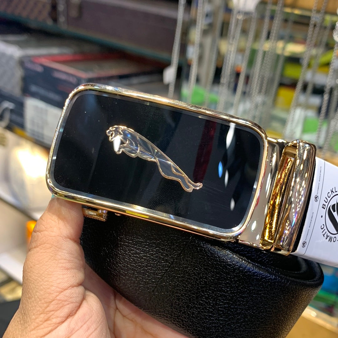 Gaj Black Colour Copper Black Buckle Copper Logo Genuine Leather Belt Automatic Buckle 64607