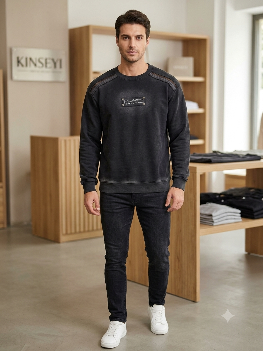 LAB BAL Black Colour BALENCIAGA Print Premium Quality SweatShirt 9609-A