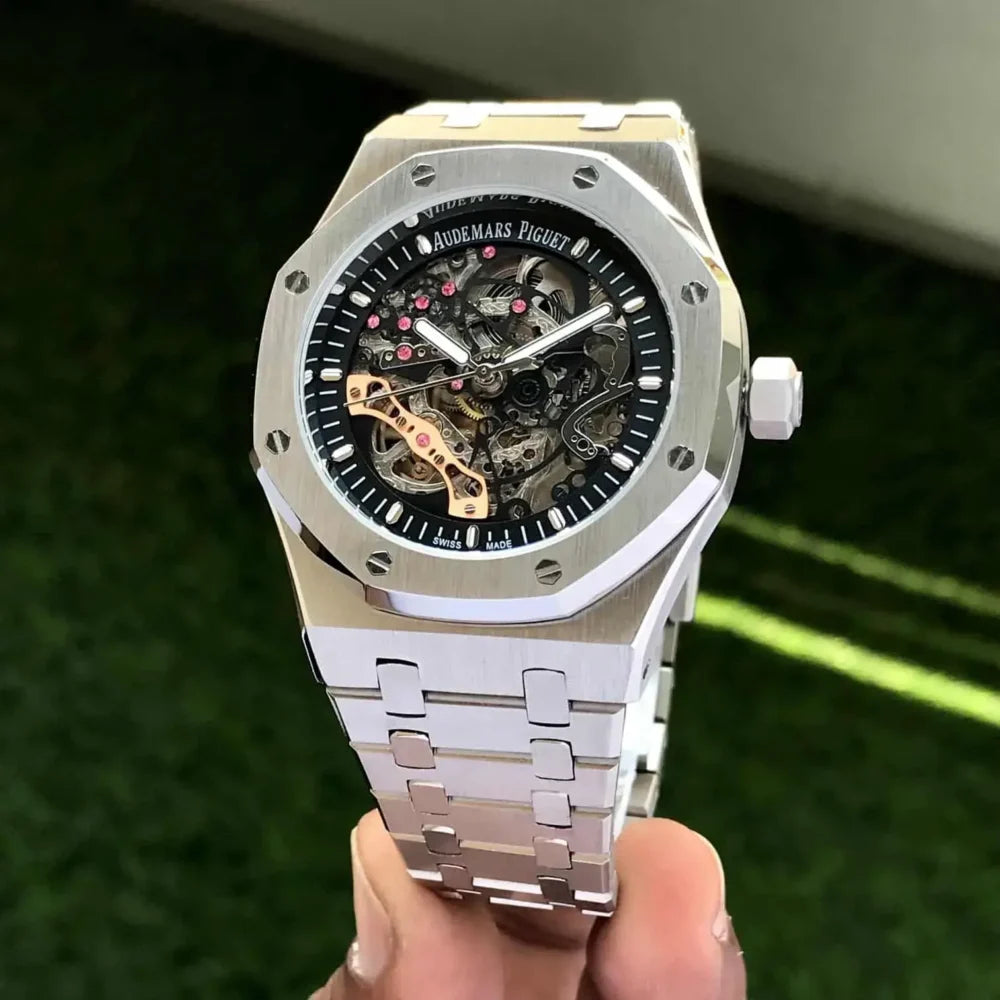Dua Silver Chain Black & Silver Dial Automatic Mens Watch 951231