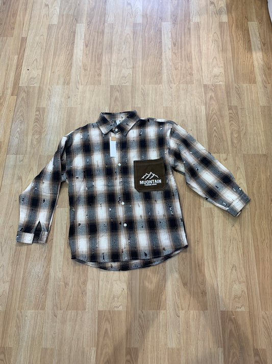 Korean Check Shirt White Black Brown refuged 8871
