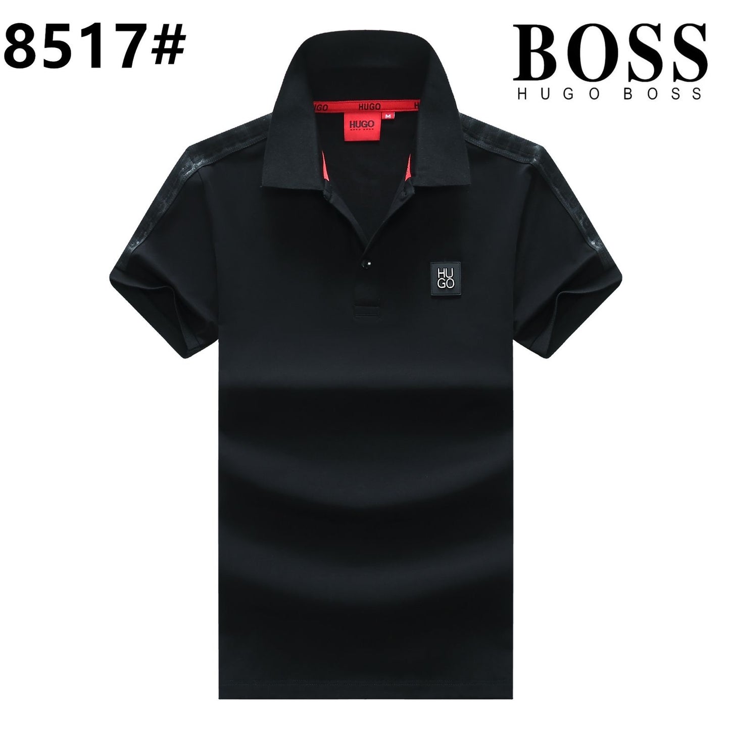 SOB Black Colour With Shoulder Print Premium Quality Collar Tshirt 8517