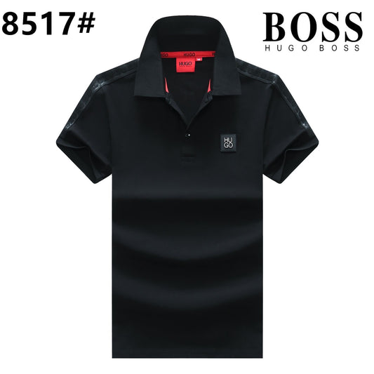 SOB Black Colour With Shoulder Print Premium Quality Collar Tshirt 8517