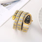 LVB Golden Silver Snake Chain Ladies Stud Black Dial Watch 989348