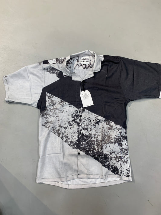 LDA Grey Black Colour Multi Printed Half Sleeve Men’s Shirt 989640