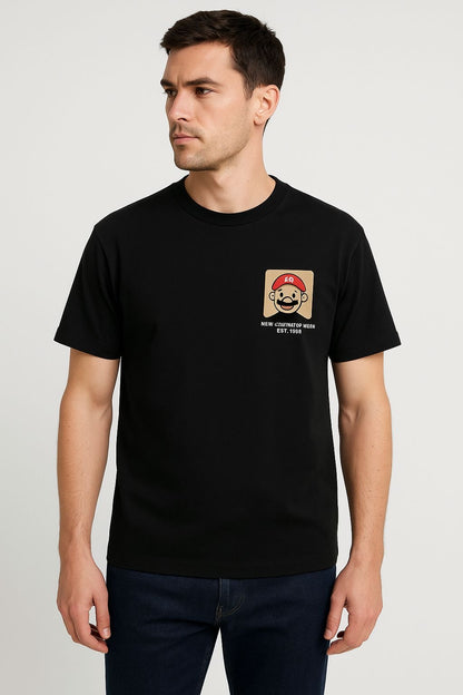 Raz Zar Black Colour EST.1988 Mario Back Print T-Shirt 5584