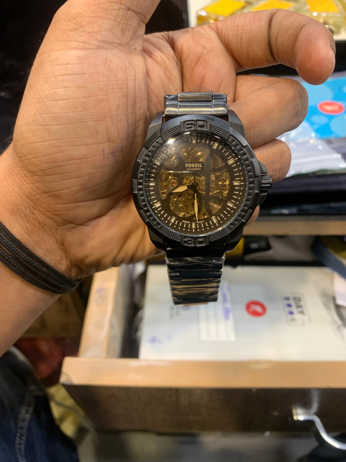 SOF FOS Black Chain With Gold Dial Automatic Mens Watch 991206