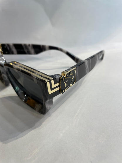 UOL Black Grey Frame Black Shade Unisex Sunglasses 86229XX 50 18 145