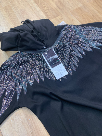Hoodie Black Colour Stone Wings print 6609