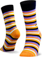 PAPA SOCKS Black,Purple,Orange Strips Print Flamboyant Edition Premium Quality Full Unisex Socks 989948