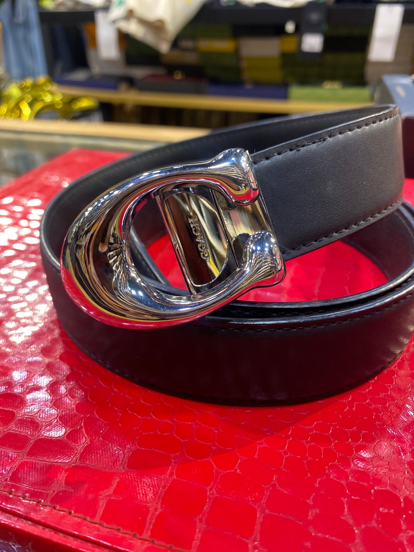 AOC COA Silver Buckle With Black Strap Men’s Belt 989921