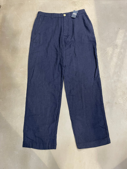 Hollister Blue Colour Regular Fit Premium Quality Unisex Linen Pant 990476