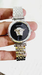 REV Sliver Chain Black Dail Ladies Watch 401817