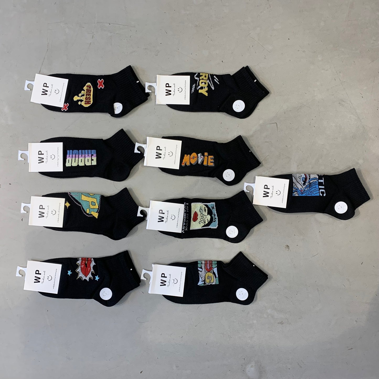 WP Multi Colour With Multy Print Premium Quality Ankle Socks 990041