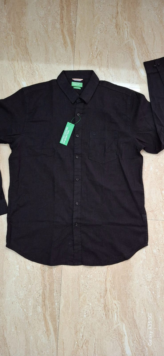 Ben Neb Black Colour Pocket Full Sleeve Linen Shirt 8905801414167