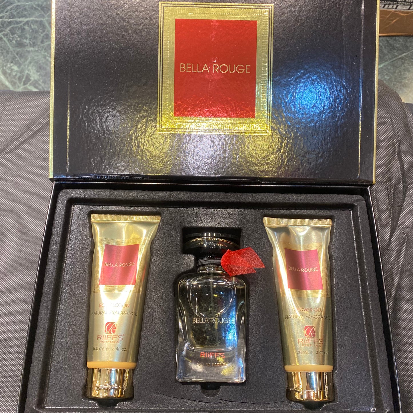 BELLA ROUGE RIIFFS 100ML Perfume/Body Lotion/Shower Gel Combo Gift Set