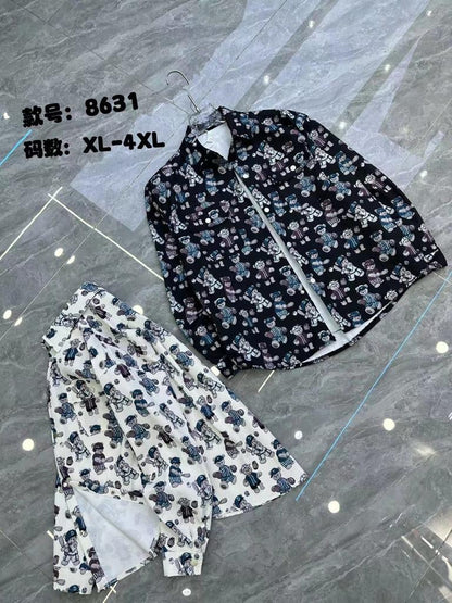 Unique Design Black Colour Teddy Print Full Sleeve Shacket 8631