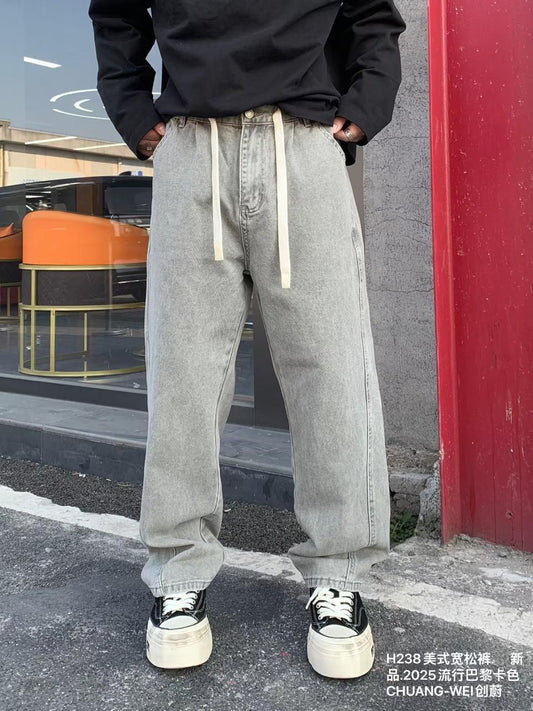 Chuang Wei Dark Grey Colour Baggy Fit Jeans H238