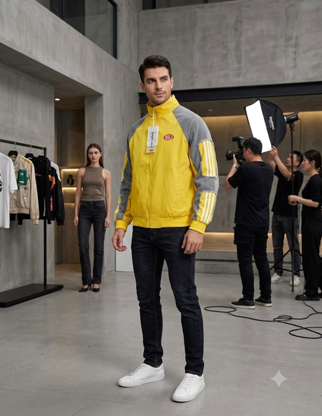 WRLD Yellow Colour With Rugged Blue Denim Design Premium Quality Unisex Jacket 268F-38