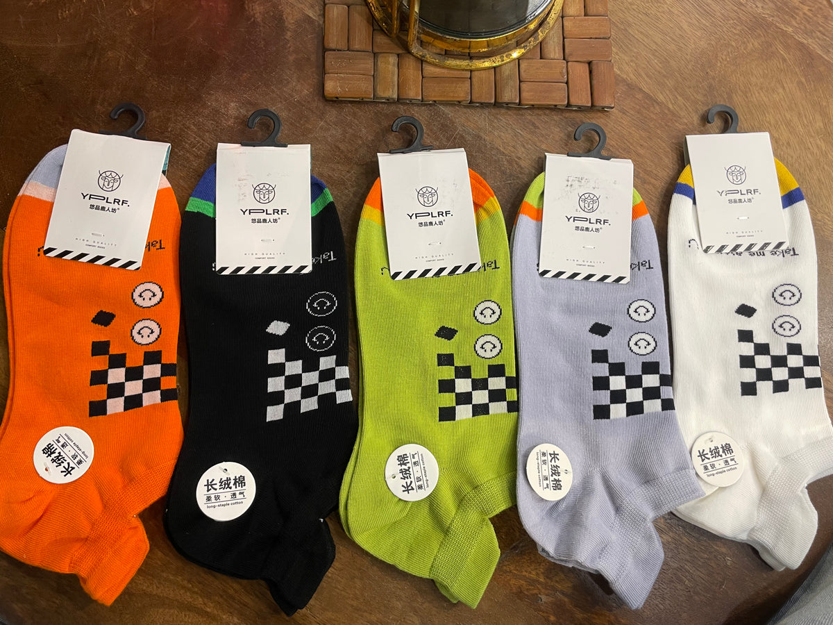 Yplrf Multy Colour Check Print Premium Quality Ankle Socks 991298-A