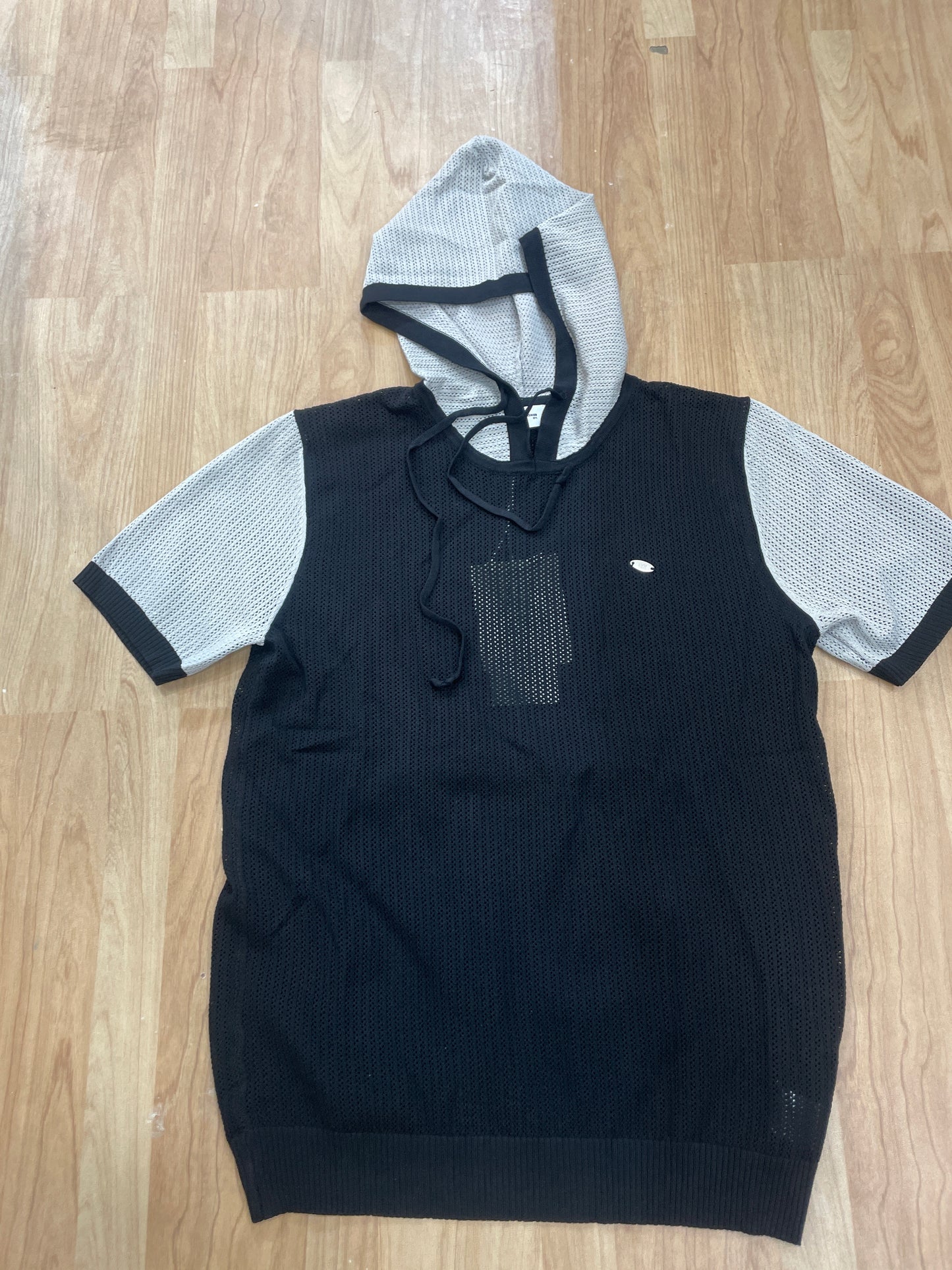 Casual Fashion Black Grey Colour Knitted Premium Quality Hoodie T-Shirt 26200
