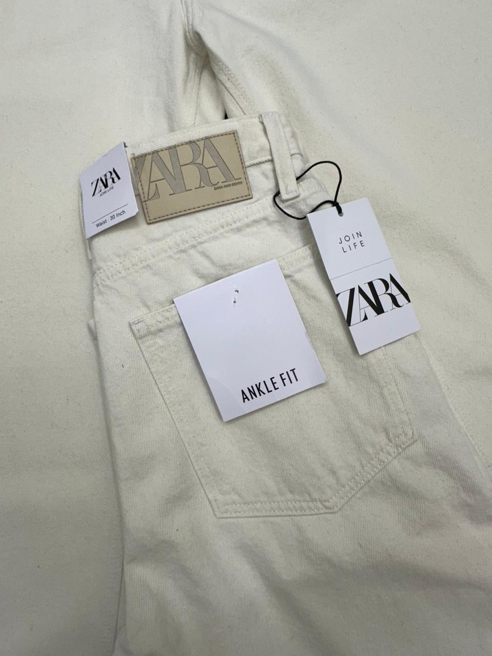 ZR Cream Colour With Plain Design Premium Quality Regular Fit Jeans 86207