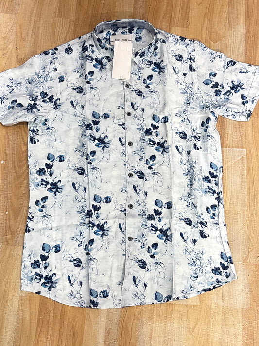 Scratch Sky Blue Flower Print Colour Print Full Sleeve Shirt 00076400