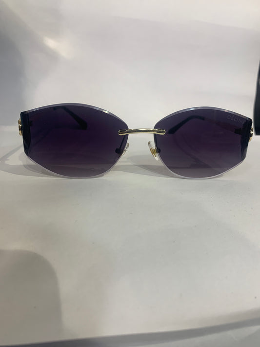 LEC Frameless Purple Shade Golden Stick Unisex Sunglasses 68084 54 18 142