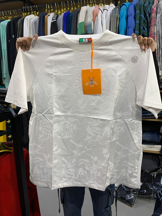 HLDA Silk White Printed Round Neck Imported Unisex Tshirt 81193