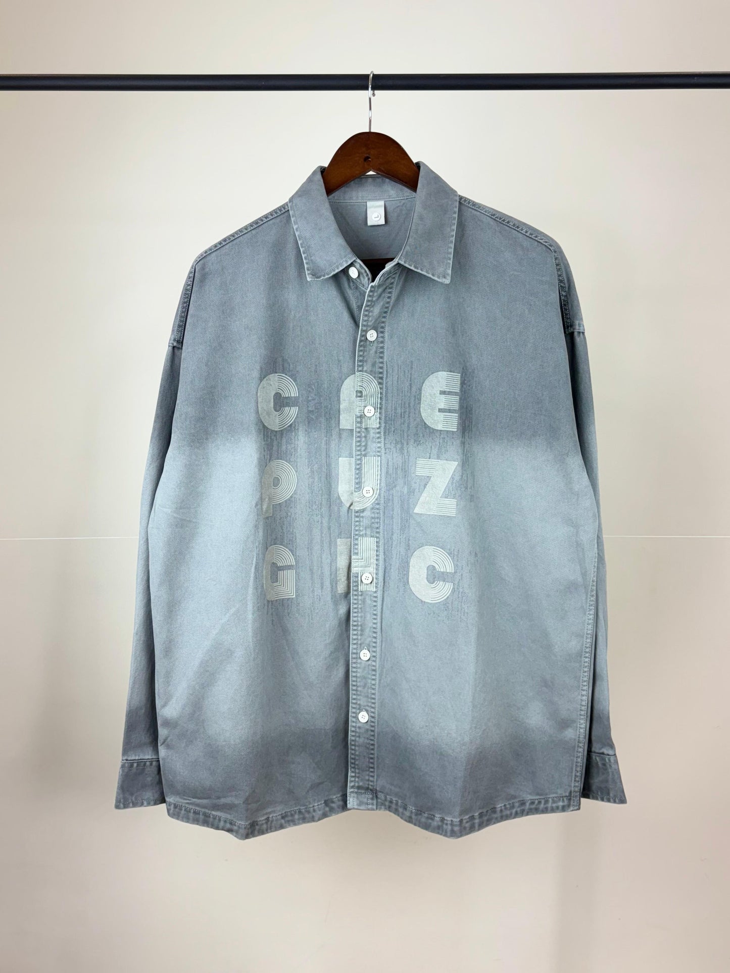 CAE PUZ GHC Dark Grey Dual Tone Colour Full Sleeve Shacket 3691