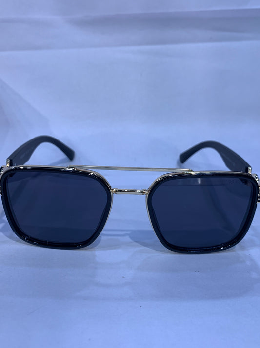 REV Golden Black Frame Black Shade Unisex Sunglasses CF58499 54 16 143 C1