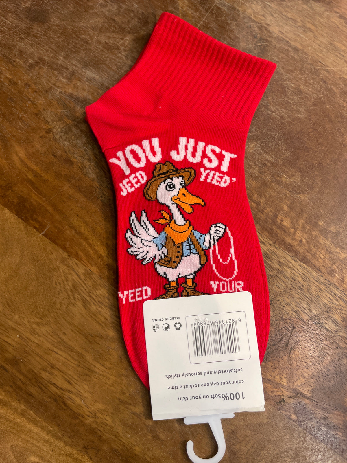 Scenario Red Colour You Just jeed Yied Print Premium Quality Ankle Socks 991297