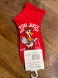 Scenario Red Colour You Just jeed Yied Print Premium Quality Ankle Socks 991297
