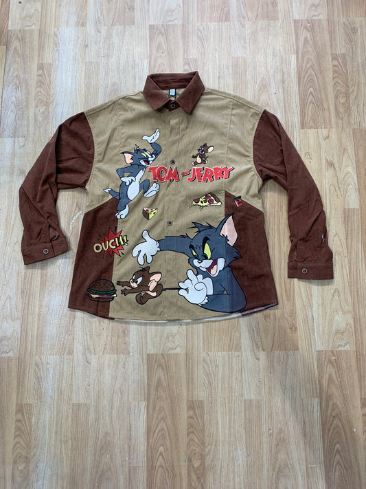 Shirt Dark Brown sleeve & collar Brown Colour Tom and Jerry print 88811