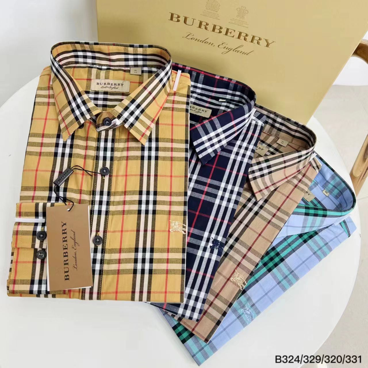 RUB Gold Colour Check Print Premium Quality Shirt 324