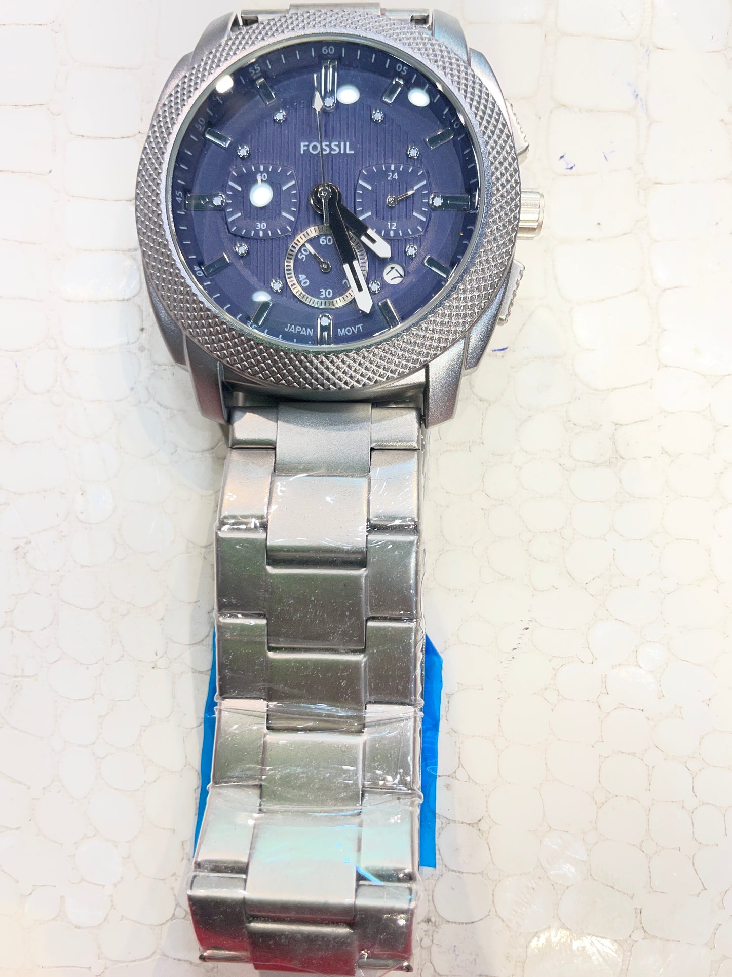 SOF FOS Silver Chain Blue Dial Chrono Work Men Watch 990943