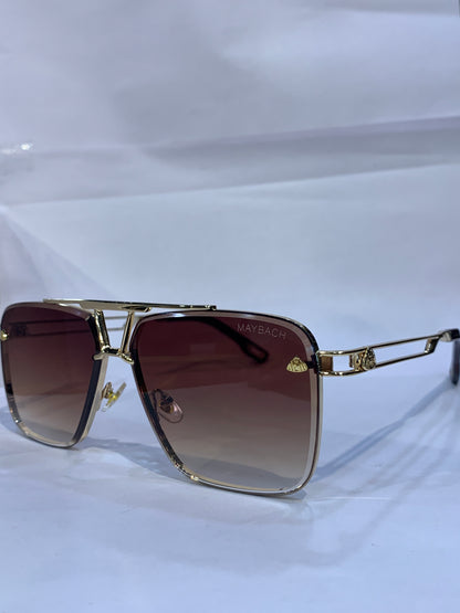 YAM Golden Frame Brown Trancy Shade Unisex Sunglass 58372 62 16 146 C3