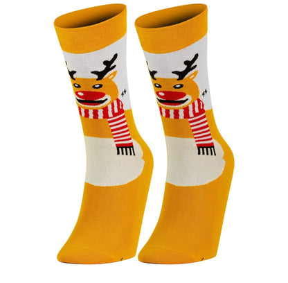 PAPA SOCKS Yellow Colour With Raindeer Edition Premium Quality Full Unisex Socks 989941