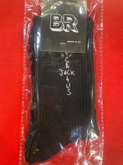 BR JACK CACTUS Black Colour With Cream Blue Print Premium Quality Full Socks 990076