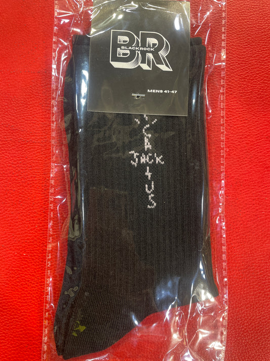 BR JACK CACTUS Black Colour With Cream Blue Print Premium Quality Full Socks 990076