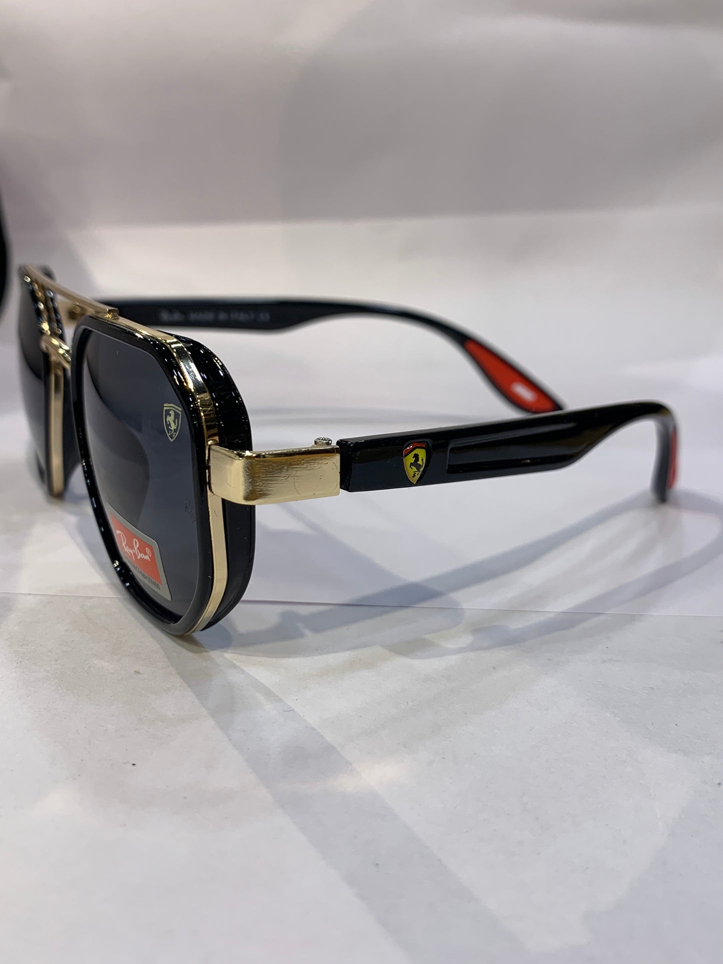 YAR RAY RB Golden Black Frame Black Shade Unisex Sunglass RB3675 54 18 140
