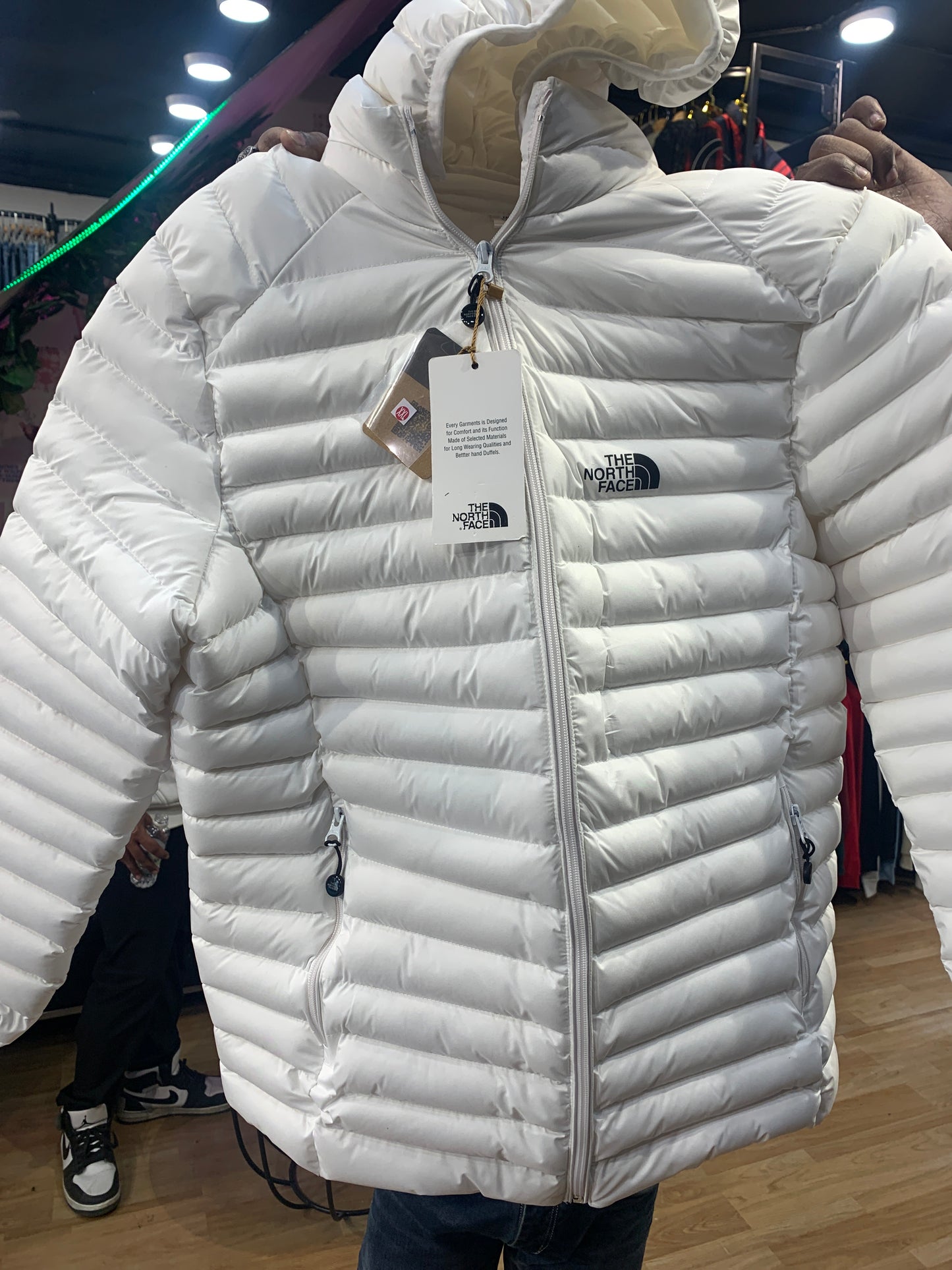 North Face White Colour Puffer Hoodie Unisex Jacket 90955