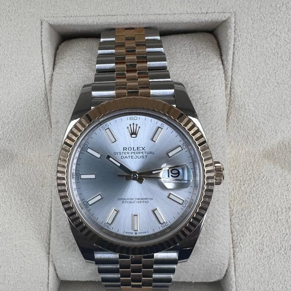 LOR ROL Silver Copper Chain Copper Ring Sky Blue Dial Men’s Watch 991421