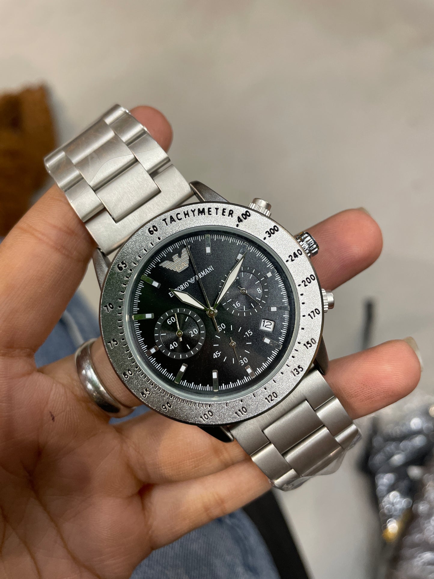 MRA Black Dial Silver Chain All Chrono Date Working Men’s Watch 990660