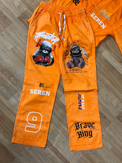 Revolver Seren Nasa Pyrex 9 Orange Colour Imported premium Quality Coord Set 988120